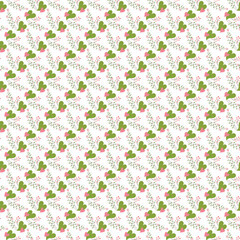 Happy decor with little flowers and heart symbols.