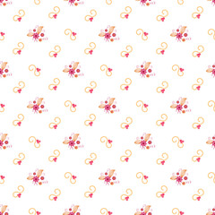 Happy decor with little flowers and heart symbols.