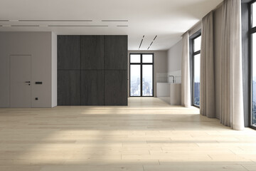 Modern style conceptual interior empty room 3d illustration