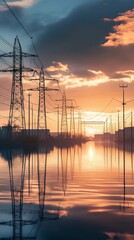 futuristic cityscape preparing for magnetic storm-induced power outages