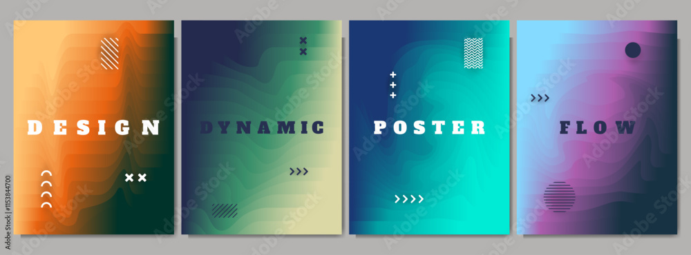 Wall mural vector illustration. dripping liquid glitch effect. flowing color fluid. retro style color gradient 