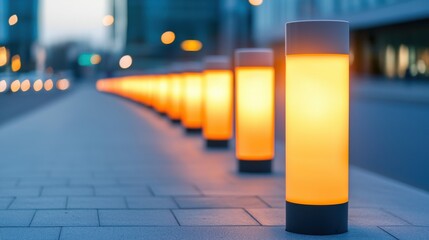 Glowing Security Bollards Illuminate Urban Pathway
