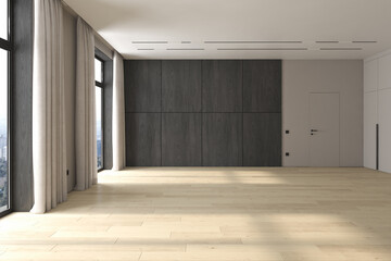 Modern style conceptual interior empty room 3d illustration