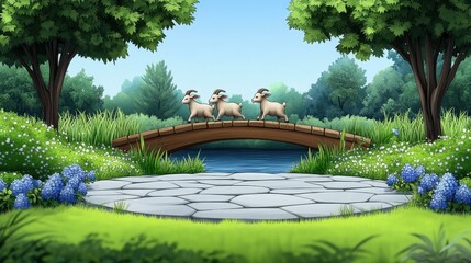 Rewarded Play Mindfulness Coach Mullvad Porutham Mutable sign tetrio DreamGF Three Trees Goatchat Amanotes playful puppies running joyfully on wooden bridge over stone path in lush green park with co