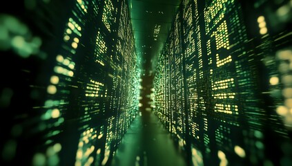 Exploring the Digital Matrix: A Journey Through Infinite Green Codes, Revealing the Secrets of Data Flow and Processing Systems.