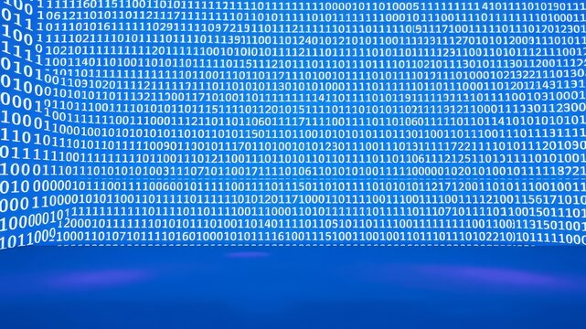 3D Binary Code Background - Light Blue on White - Abstract Art