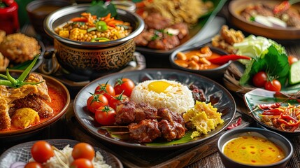 Fototapeta premium An Array Of Delicious Asian Dishes Ready To Eat