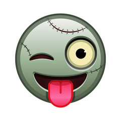 Fototapeta premium Face with tongue hanging out and winking eye Large size of zombie halloween emoji