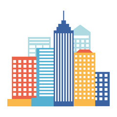 Fototapeta premium Flat skyscrapers as an icon for posters or logos in business, education or medicine