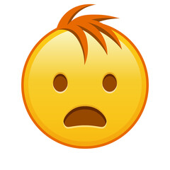 Frowning face with open mouth Large size of yellow emoji smile with hair