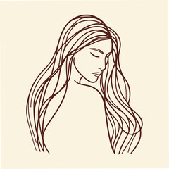 Hand drawn Minimalist Line Drawing of a Serene Woman