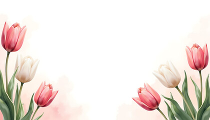 Flowers that symbolize love, Charming tulip flowers with copy space for Mother's Day celebration cards and messages