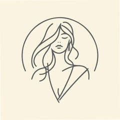 Hand drawn Minimalist Line Drawing of a Serene Woman