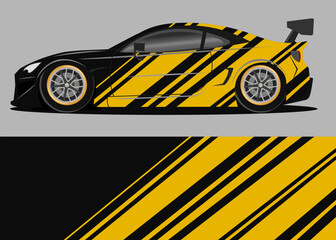 Wrap car design decal with black and yellow color elegant