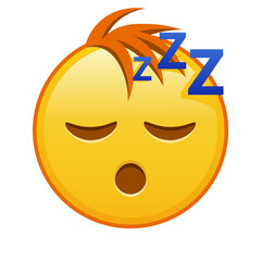 Sleeping face Large size of yellow emoji smile with hair