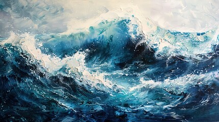 Abstract Painting Of Powerful Ocean Waves