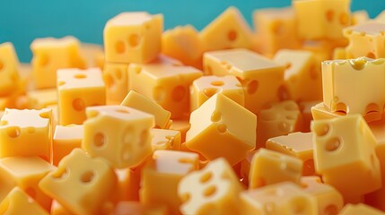 A Pile Of Cubes Of Yellow Cheese
