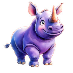 Fototapeta premium Cute and Playful Rhino Watercolor Art