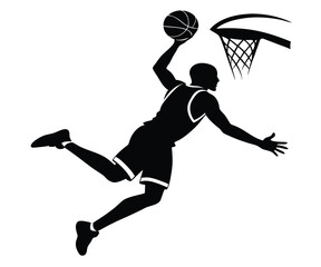Obraz premium Silhouette Basketball Player Action Shot Graphic