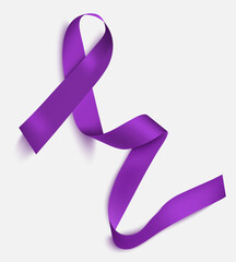 Purple ribbon for general cancer awareness, lupus awareness, drug overdose, domestic violence, Alzheimer's disease and Hodgkin's disease symbol.