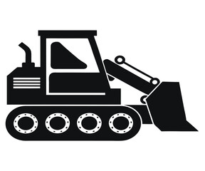 Black Silhouette Bulldozer Construction Machinery