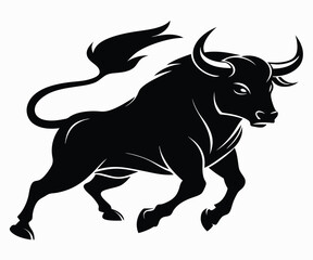 Charging Bull Silhouette, Vector Graphic EPS