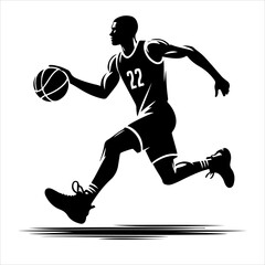 Basketball Players vector. Basketball player action silhouette illustration