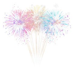 Obraz premium PNG Group of fireworks colorful bright night.