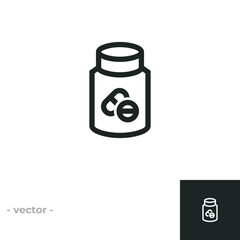 Vitamin bottle icon isolated on white background. Vector illustrations are made with vector-based software, not AI generated results.