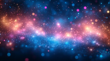 Fototapeta premium Vibrant cosmic burst of colorful glowing particles in space
