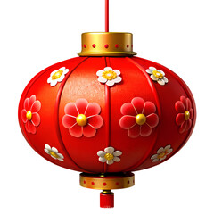 Red Lantern with Flower Pattern and Tassels