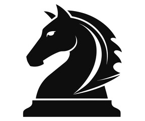 Chess Knight Silhouette, Black, Vector, EPS, Icon