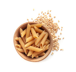 Raw Brown Pasta, Wholegrain Penne, Dry Whole Grain Noodle, Raw Spelt Macaroni, Healthy Italy Food