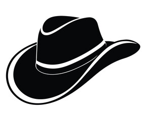 Silhouette Cowboy Hat, Tilted Slightly, Black