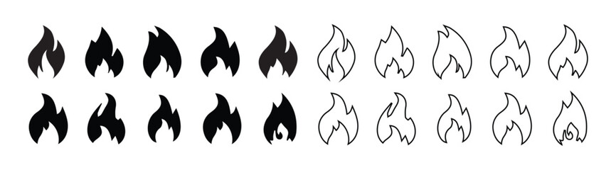 Fire icon vector set. Fire Flame Icon Set Symbol of Fire. Fire flame clipart design illustration