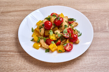 Roasted Chicken Salad with Peppers and Tomatoes