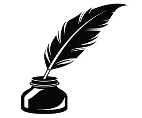Black Quill Feather Silhouette Design Element
