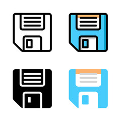 Diskette icon set. Suitable for save button symbol and save as icon. Floppy disk icon.