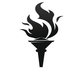 Flaming Torch Silhouette, Smoke, Black EPS