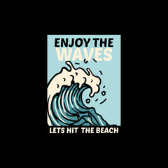 Waves vector illustration summer beach print