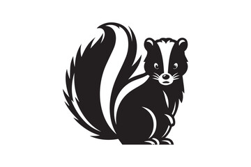 simple black an white skunk vector silhouette isolated on a white background