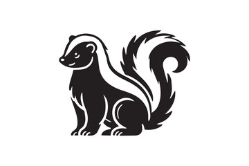 simple black an white skunk vector silhouette isolated on a white background