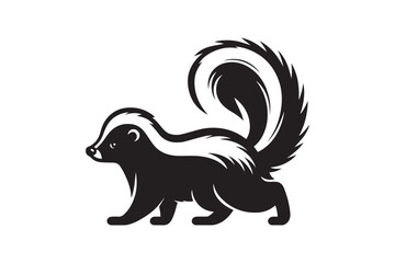 simple black an white skunk vector silhouette isolated on a white background