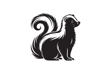 simple black an white skunk vector silhouette isolated on a white background