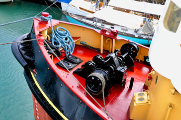 Obraz premium French tugboat moored at the Musee Maritime in La Rochelle, France 