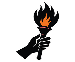 Silhouette Hand Holding Burning Torch