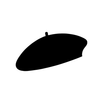 Black french beret hat silhouette vector illustration design on black background.