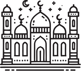  Abstract Mosque Outline Silhouette Icon Illustration