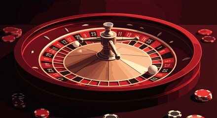 Classic roulette wheel with chips, symbolizing excitement and chance