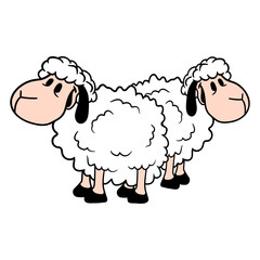 Two Sheep Friends Team Crew Sweet Little 2 Baby Design Lover Art Vector Illustration Card T-Shirt Poster Sticker Graphic Print Decorative Drawing Isolated Logo Decoration Symbol Creative Cool Style
